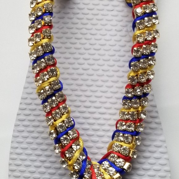 Luxury flip flops with crystals and rhinestones. white and tricolor - Picture 15 of 17